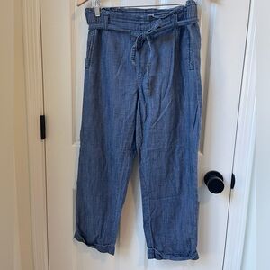 Chambray ankle pants